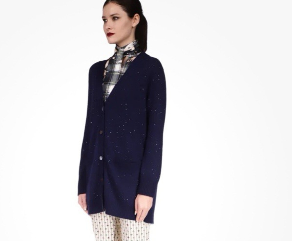 Libertine Stardust Cashmere Cardigan Navy Womens XL Oversized NWT Luxury Knit